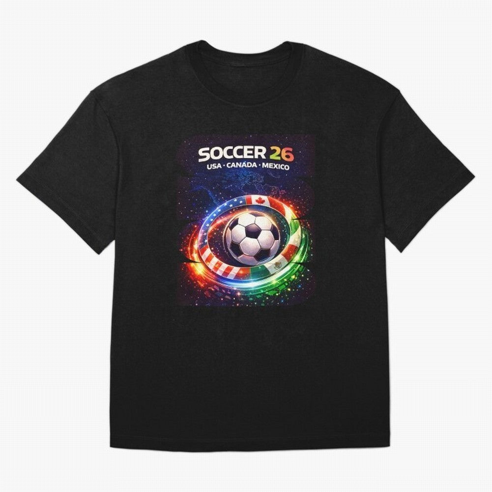 North America Soccer 2026 Shirt, Soccer 26 USA Canada Mexico Fan Tee, United 2026 Soccer Graphic Oversized T-Shirt Relive Legendary Nights from FIFA World Cup 2026 Spirit, Celebrating France and Portugal, CR7, Tournament Hype, Historic Matchups,