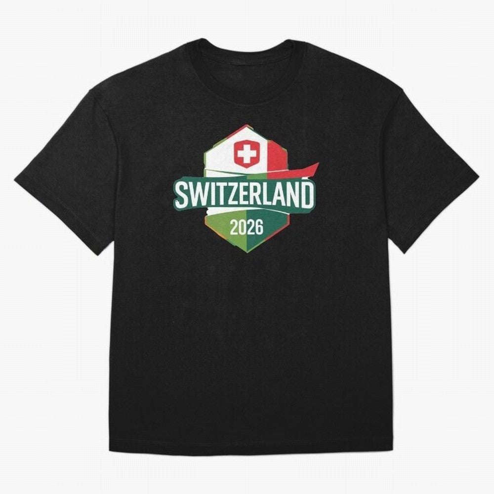Switzerland WC2026 Oversized T-Shirt Spotlight Match Day Hype around FIFA World Cup 2026 Group Stage, Cristiano Ronaldo, England and Germany, Worldwide Fan Energy, Dramatic Goals, Stadium Lights and Championship Celebrations; Perfect for Supporters