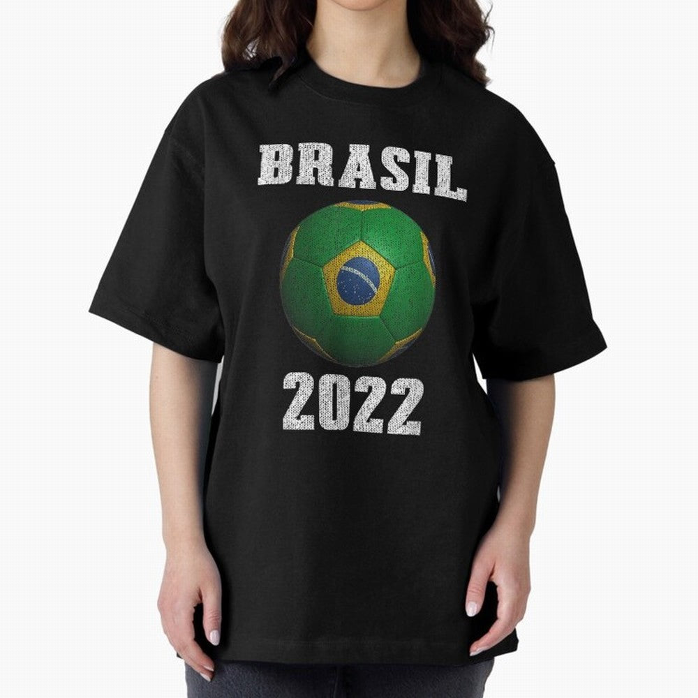 Brasil Flag Soccer Jersey Football Graphic Design T-Shirt Oversized T-Shirt Carry National Pride through the FIFA World Cup 2026 Group Stage Journey through Messi, CR7 and Mbappe Highlights, England, France and Netherlands Pride, Global Supporter
