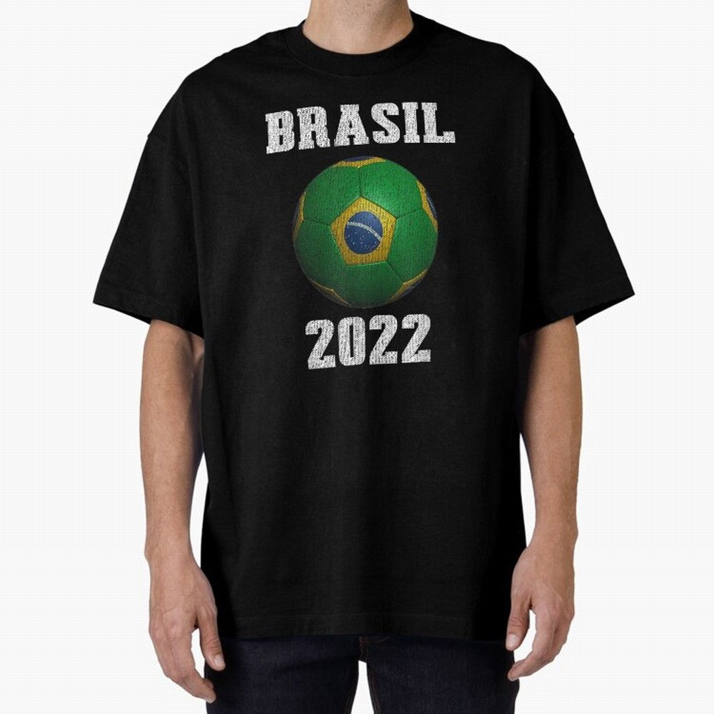 Brasil Flag Soccer Jersey Football Graphic Design T-Shirt Oversized T-Shirt Carry National Pride through the FIFA World Cup 2026 Group Stage Journey through Messi, CR7 and Mbappe Highlights, England, France and Netherlands Pride, Global Supporter
