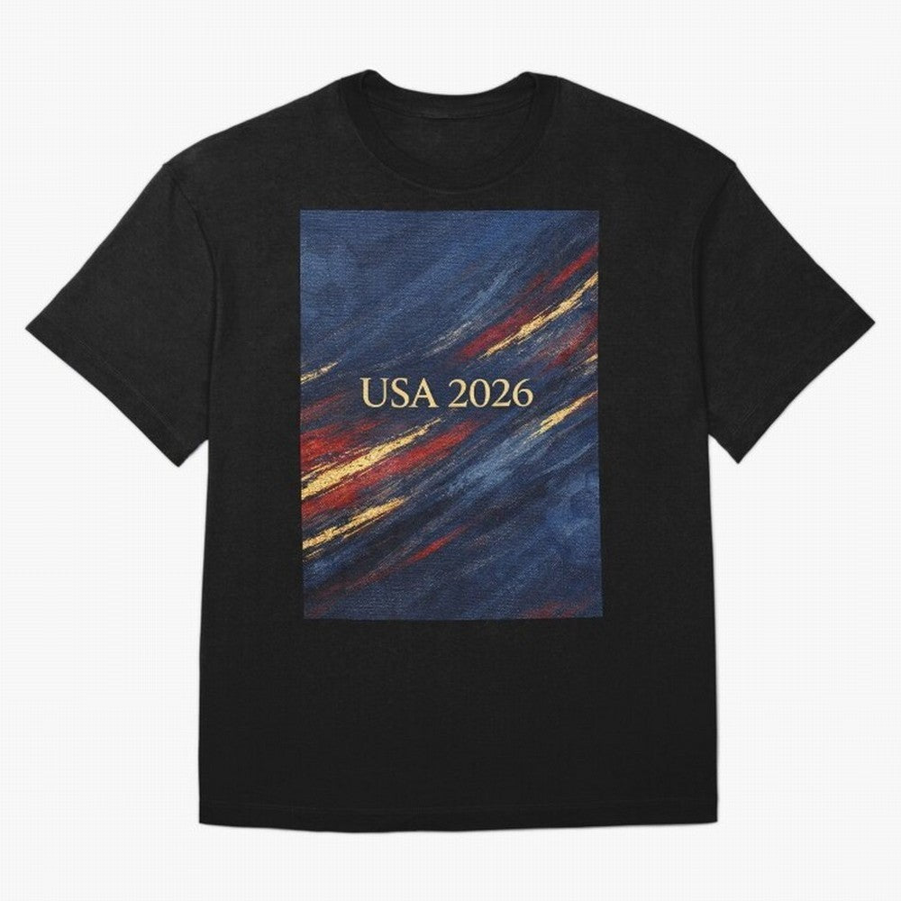 Elevated USA 2026 Soccer Oversized T-Shirt Honor the Beautiful Game during Global Football Passion for FIFA World Cup 2026 Group Stage, Built around CR7, Portugal, Spain and Germany, Championship Spirit, Famous Goals, Roaring Crowds and