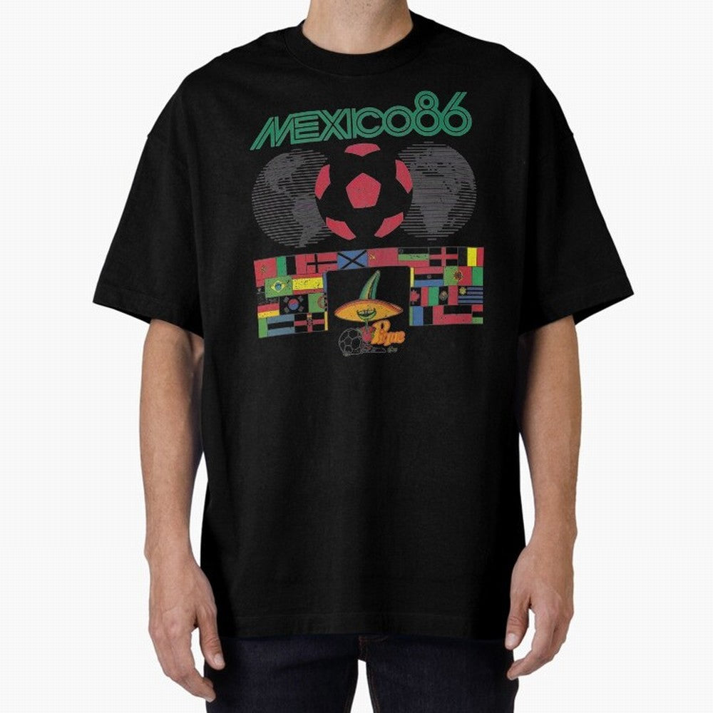 MEXICO-86-WORLD-CUP-T-SHIRT Oversized T-Shirt Upgrade the FIFA World Cup 2026 Journey through Messi, CR7 and Mbappe Highlights, Netherlands Pride, Stadium Chants, National Pride, Trophy Dreams and Unforgettable Football Memories; Great for