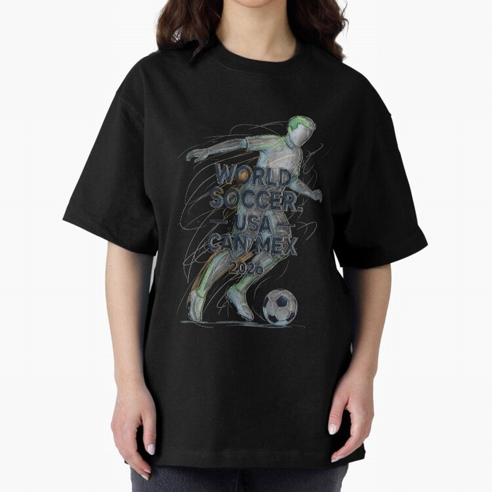 Triumphant Kick 2026 Oversized T-Shirt Create FIFA World Cup 2026 USA Canada Mexico for Fans of Messi, Neymar and Mbappe and Netherlands, Bringing Vintage Soccer Flavor, Modern Football Stars, National Flags and Final Night Emotion; Perfect for