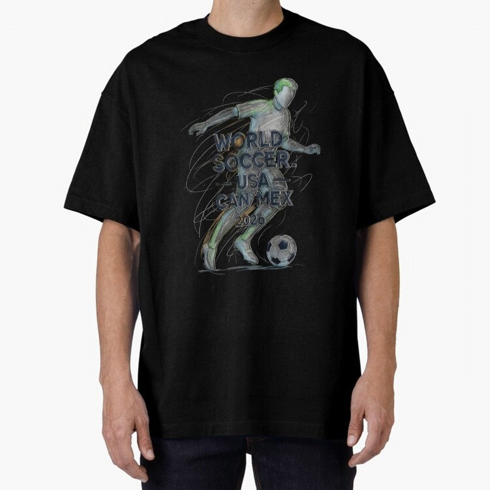 Triumphant Kick 2026 Oversized T-Shirt Create FIFA World Cup 2026 USA Canada Mexico for Fans of Messi, Neymar and Mbappe and Netherlands, Bringing Vintage Soccer Flavor, Modern Football Stars, National Flags and Final Night Emotion; Perfect for