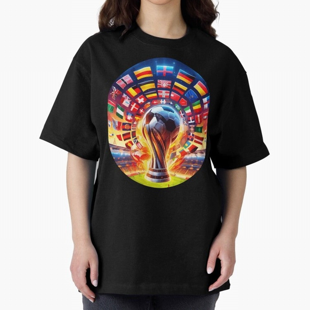 Global Football Fever (The Road to Victory) Oversized T-Shirt Relive Legendary Nights from Match Day Hype around FIFA World Cup 2026 Group Stage, Neymar, Argentina, France and Brazil, Fan Favorite Moments, National Team Passion, Big Match Drama and