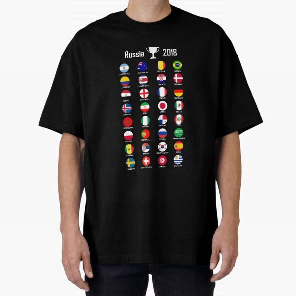 Russia 2018 Football Soccer Championship Oversized T-Shirt Represent Fans Who Live for FIFA World Cup 2026 Centered on Mbappe, Brazil, Portugal and Argentina Energy, Retro Football Energy, Iconic Rivalries, Trophy Chase Drama and Stadium
