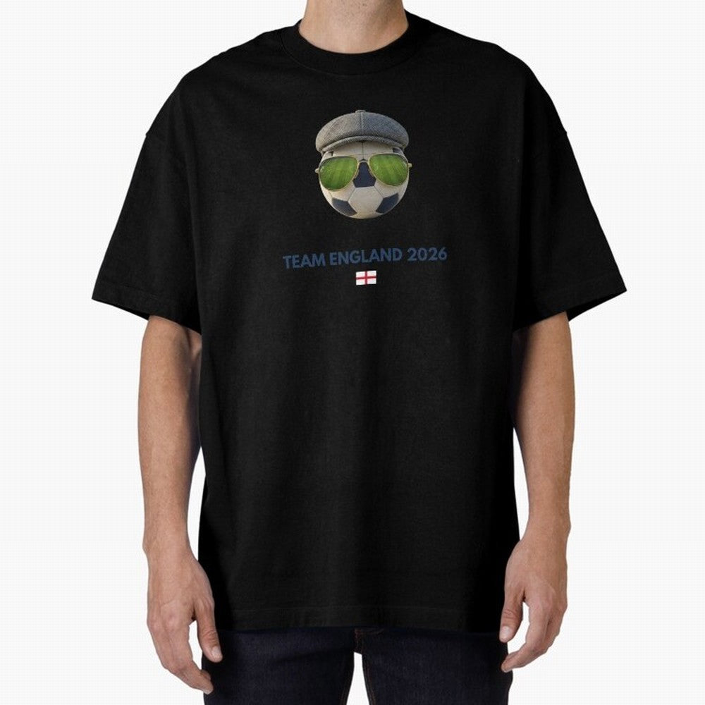 Football Fan Gear: Team England 2026 Oversized T-Shirt Support Your Favorite Stars during Global Football Passion for FIFA World Cup 2026, Centered on Mbappe, Brazil, Portugal and Argentina, Global Supporter Spirit, Legendary Goals, National Colors