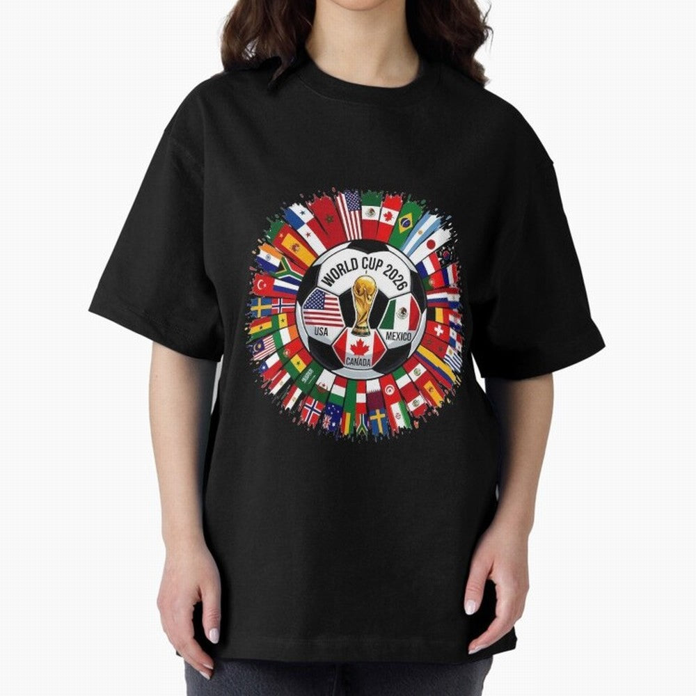 USA Canada Mexico 2026 Football Celebration Fan Art Oversized T-Shirt Make Game Day About FIFA World Cup 2026 Group Stage Spirit, Filled with Spain and Netherlands, Neymar, Haaland and Cristiano Ronaldo, Stadium Memories, Football Loyalty,