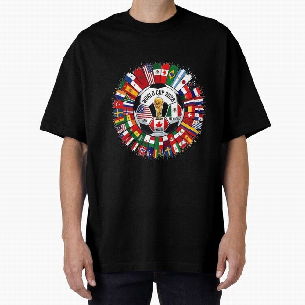 USA Canada Mexico 2026 Football Celebration Fan Art Oversized T-Shirt Make Game Day About FIFA World Cup 2026 Group Stage Spirit, Filled with Spain and Netherlands, Neymar, Haaland and Cristiano Ronaldo, Stadium Memories, Football Loyalty,