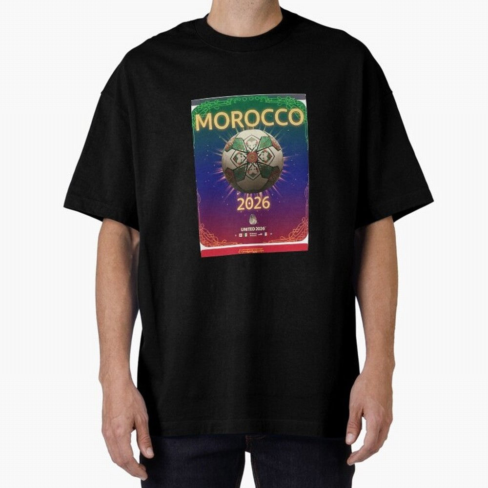 Morocco 2026 World Cup - Traditional Zellige Football Oversized T-Shirt Celebrate the Next Chapter of Global Football Passion for FIFA World Cup 2026, with CR7, Germany, Stadium Memories, Football Loyalty, International Chants and Championship