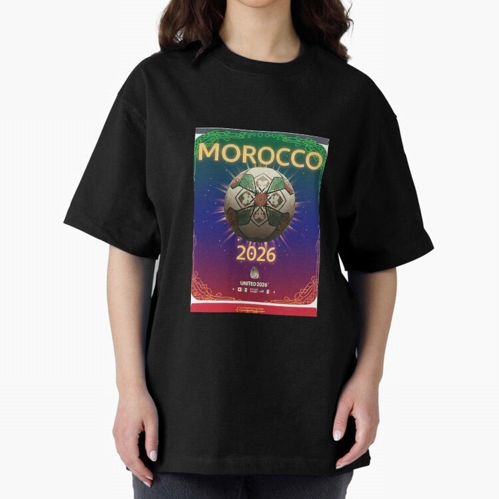 Morocco 2026 World Cup - Traditional Zellige Football Oversized T-Shirt Celebrate the Next Chapter of Global Football Passion for FIFA World Cup 2026, with CR7, Germany, Stadium Memories, Football Loyalty, International Chants and Championship