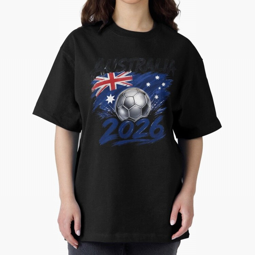 Australia Soccer 2026: Grunge Flag & Football Pride Oversized T-Shirt Capture Stadium Memories from FIFA World Cup 2026 Group Stage Spirit, Inspired by Netherlands, Messi, Stadium Memories, Football Loyalty, International Chants and Championship