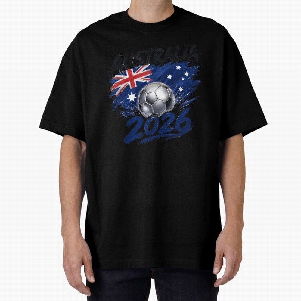Australia Soccer 2026: Grunge Flag & Football Pride Oversized T-Shirt Capture Stadium Memories from FIFA World Cup 2026 Group Stage Spirit, Inspired by Netherlands, Messi, Stadium Memories, Football Loyalty, International Chants and Championship