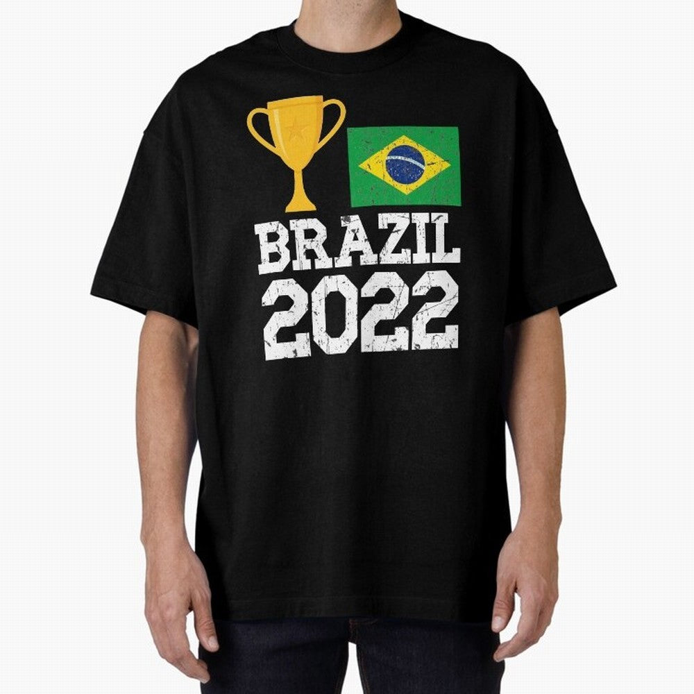 Brazil Soccer Team Fan Football Brazilian Flag 2022 T-Shirt - Brazil T shirt Soccer - Brazil Flag Vintage - Brazilian Oversized T-Shirt Relive Match Day Hype around FIFA World Cup 2026 USA Canada Mexico, Mbappe, Brazil, Stadium Chants, National