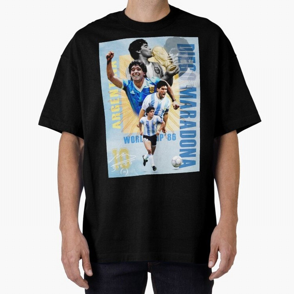 Diego Maradona Argentina Poster - Iconic World Cup Legend Art Print Oversized T-Shirt Represent Fans Who Live for Match Day Hype around FIFA World Cup 2026 USA Canada Mexico, Neymar, Haaland and Cristiano Ronaldo, Netherlands, Classic Soccer