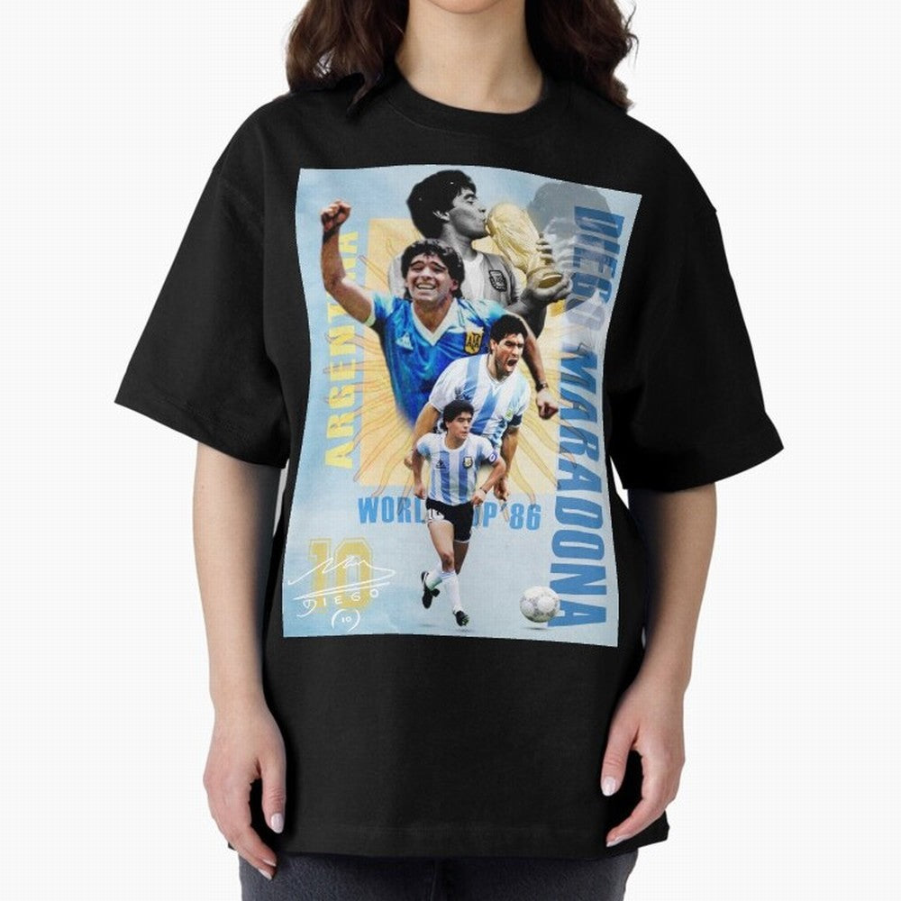 Diego Maradona Argentina Poster - Iconic World Cup Legend Art Print Oversized T-Shirt Represent Fans Who Live for Match Day Hype around FIFA World Cup 2026 USA Canada Mexico, Neymar, Haaland and Cristiano Ronaldo, Netherlands, Classic Soccer