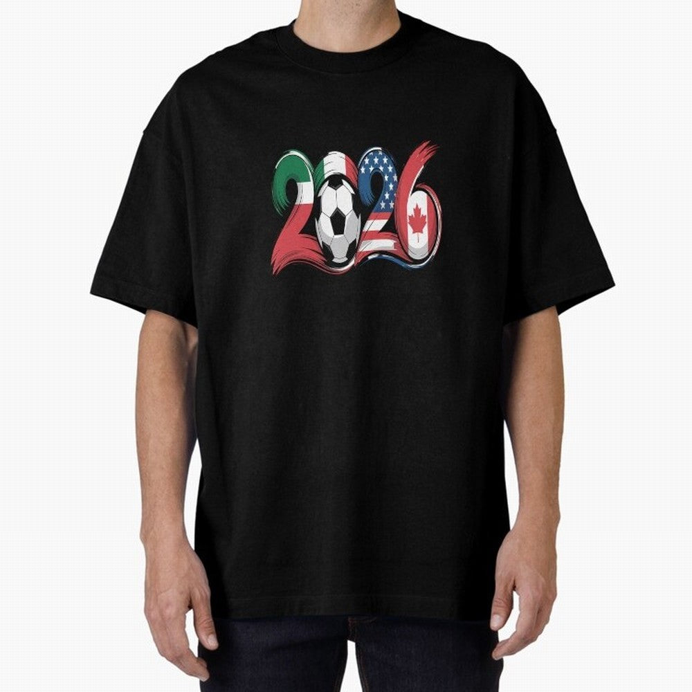 2026 Soccer Play Game Year Players Oversized T-Shirt Fuel the Hype around FIFA World Cup 2026 Group Stage for Fans of Cristiano Ronaldo and Brazil, Bringing Global Supporter Spirit, Legendary Goals, National Colors and Tournament Celebration;