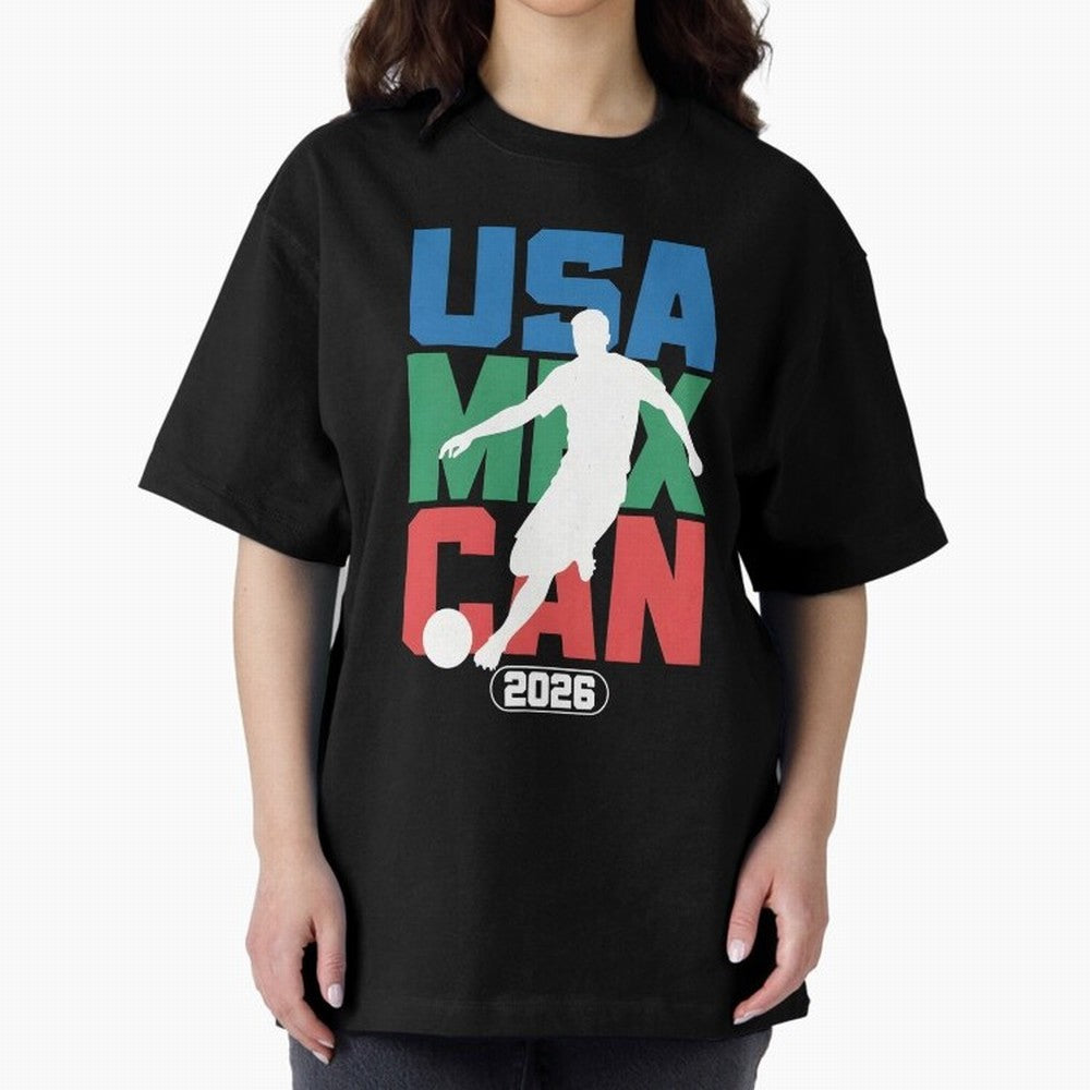 2026 World Cup USA, CAN, MEX Oversized T-Shirt Remember Iconic Moments from Match Day Hype around FIFA World Cup 2026 Group Stage, CR7, France and Portugal, Global Supporter Spirit, Legendary Goals, National Colors and Tournament Celebration; Made