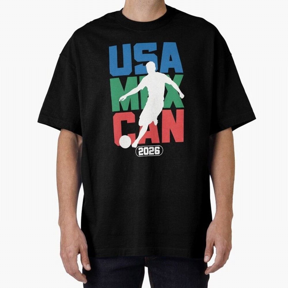 2026 World Cup USA, CAN, MEX Oversized T-Shirt Remember Iconic Moments from Match Day Hype around FIFA World Cup 2026 Group Stage, CR7, France and Portugal, Global Supporter Spirit, Legendary Goals, National Colors and Tournament Celebration; Made