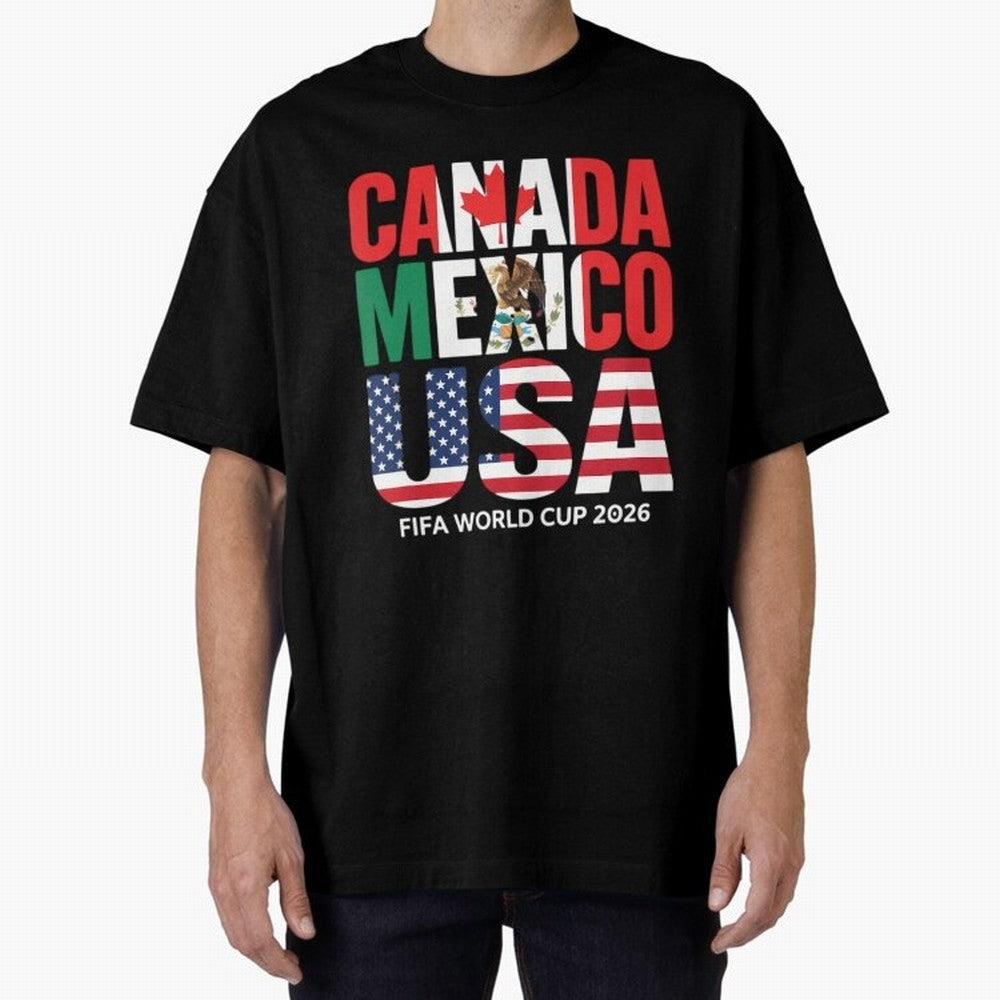 world cup 2026 hosts - canada mexico usa soccer fan Oversized T-Shirt Celebrate Supporters United by the FIFA World Cup 2026 USA Canada Mexico Journey through Neymar, Haaland and Cristiano Ronaldo Highlights, Portugal Pride, Vintage Soccer Flavor,