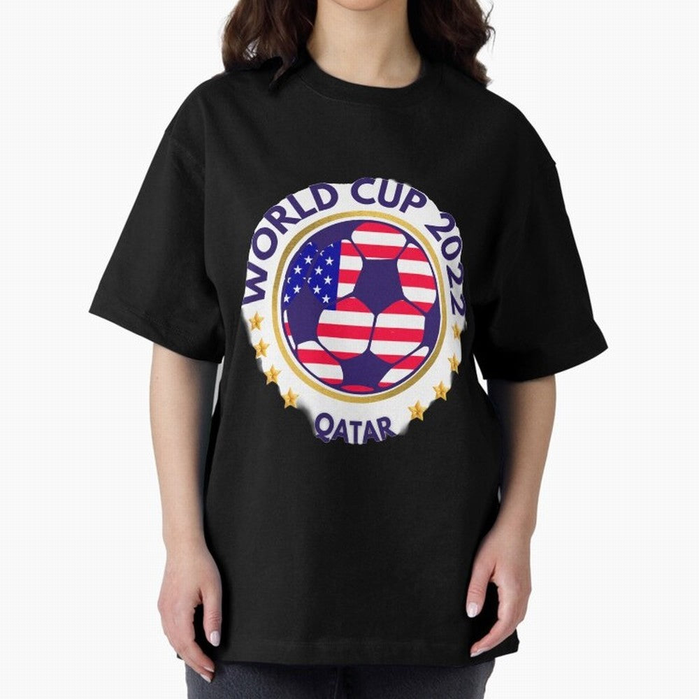 Usa World Cup Oversized T-Shirt Celebrate Supporters United by Global Football Passion for FIFA World Cup 2026 USA Canada Mexico, Filled with Cristiano Ronaldo, Haaland and CR7, England, France and Netherlands, Vintage Soccer Flavor, Modern