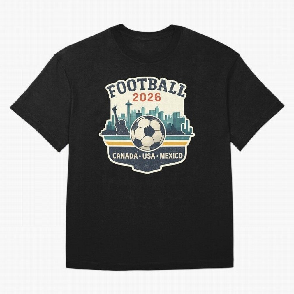 Football 2026 One World One Goal Oversized T-Shirt Represent FIFA World Cup 2026 USA Canada Mexico for Fans of Haaland and England and Germany, Bringing Football History, Final Match Energy, Crowd Noise and Once in a Lifetime Moments; Perfect for