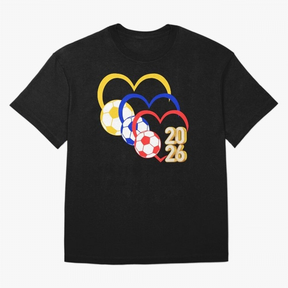 Football 2026 Hearts Colombia Sports Design Oversized T-Shirt Show Love for Legendary Goals in the FIFA World Cup 2026 Group Stage Journey through Messi Highlights, Portugal, Spain and Germany Pride, Soccer Culture, Superstar Moments, National Team