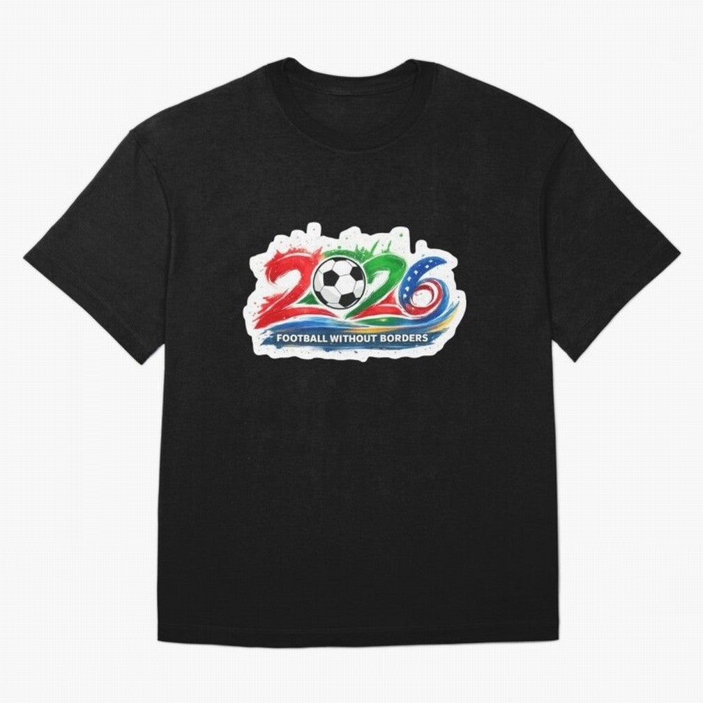 Football Without Borders 2026 Artistic Logo Oversized T-Shirt Unlock FIFA World Cup 2026 USA Canada Mexico Made for CR7 and Messi, England, France and Netherlands Energy, Football Festival Excitement, Trophy Ambitions, Country Rivalries and Star