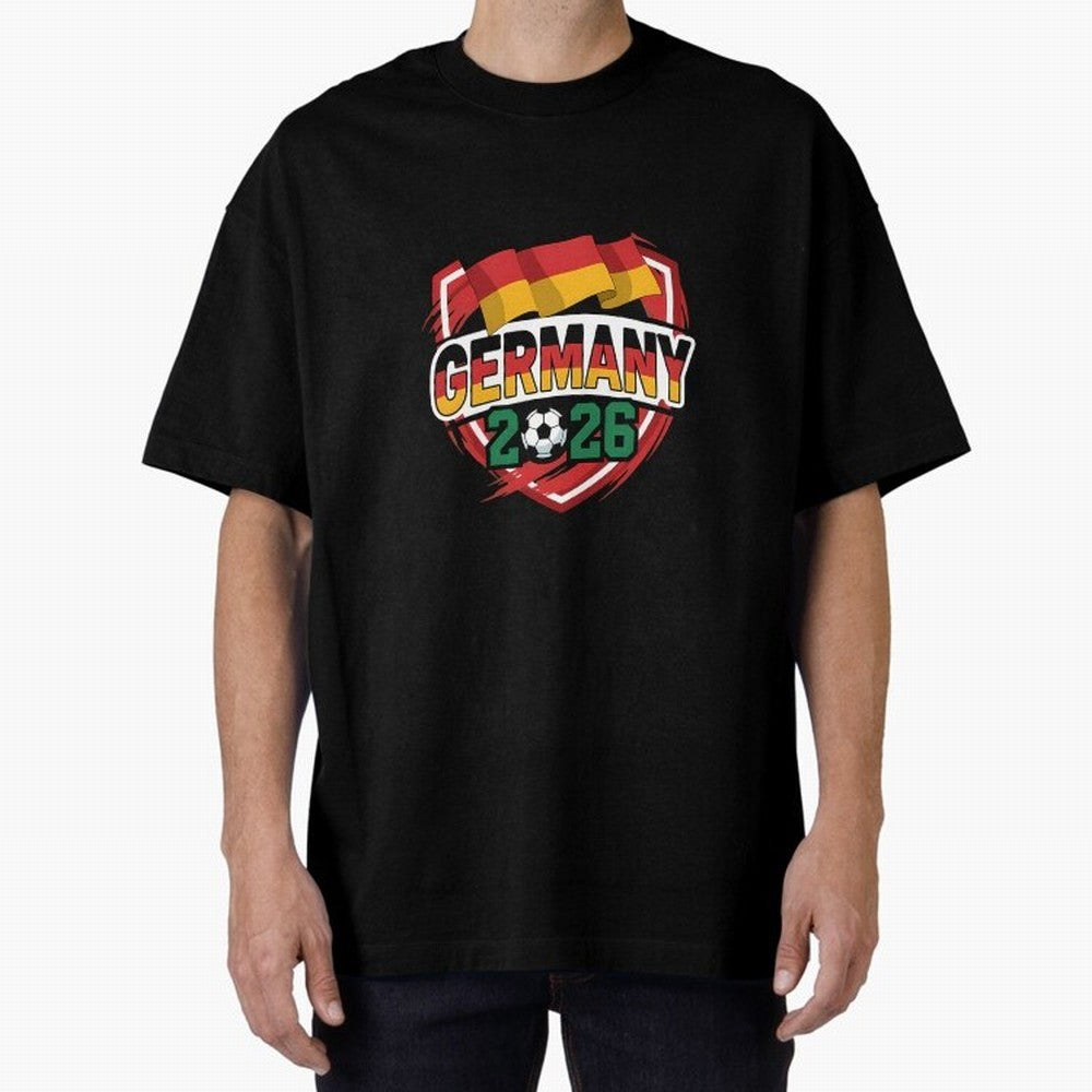 Germany World Cup 2026 Germany Football Oversized T-Shirt Follow Every Goal of FIFA World Cup 2026 USA Canada Mexico for Fans of CR7 and England, France and Netherlands, Bringing Championship Spirit, Famous Goals, Roaring Crowds and International