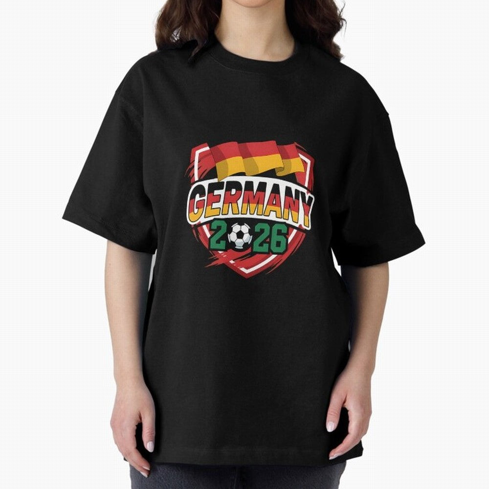 Germany World Cup 2026 Germany Football Oversized T-Shirt Follow Every Goal of FIFA World Cup 2026 USA Canada Mexico for Fans of CR7 and England, France and Netherlands, Bringing Championship Spirit, Famous Goals, Roaring Crowds and International