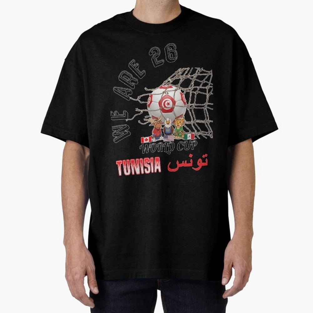 World cup 26 - Tunisia Oversized T-Shirt Follow the FIFA World Cup 2026 Group Stage Journey through Neymar, Haaland and Cristiano Ronaldo Highlights, Portugal Pride, Football History, Final Match Energy, Crowd Noise and Once in a Lifetime Moments;