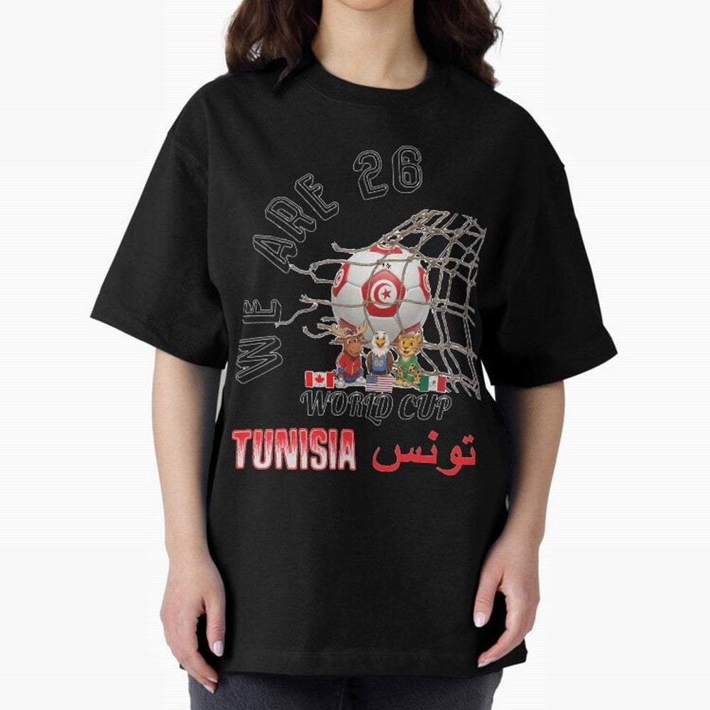 World cup 26 - Tunisia Oversized T-Shirt Follow the FIFA World Cup 2026 Group Stage Journey through Neymar, Haaland and Cristiano Ronaldo Highlights, Portugal Pride, Football History, Final Match Energy, Crowd Noise and Once in a Lifetime Moments;