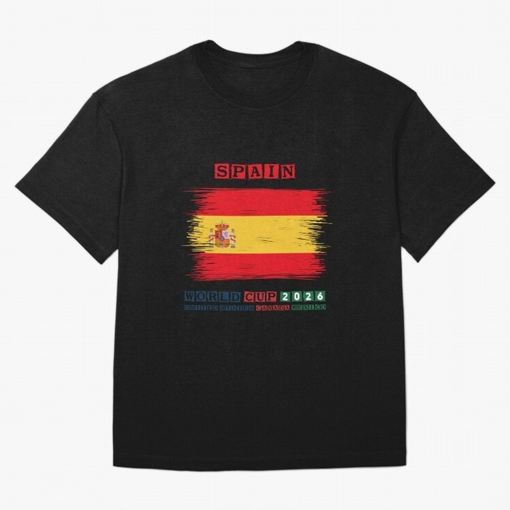 SPAIN WORLD CUP 2026 Oversized T-Shirt Capture the FIFA World Cup 2026 Group Stage Journey through Mbappe and Neymar Highlights, France and Portugal Pride, Vintage Soccer Flavor, Modern Football Stars, National Flags and Final Night Emotion; Ideal