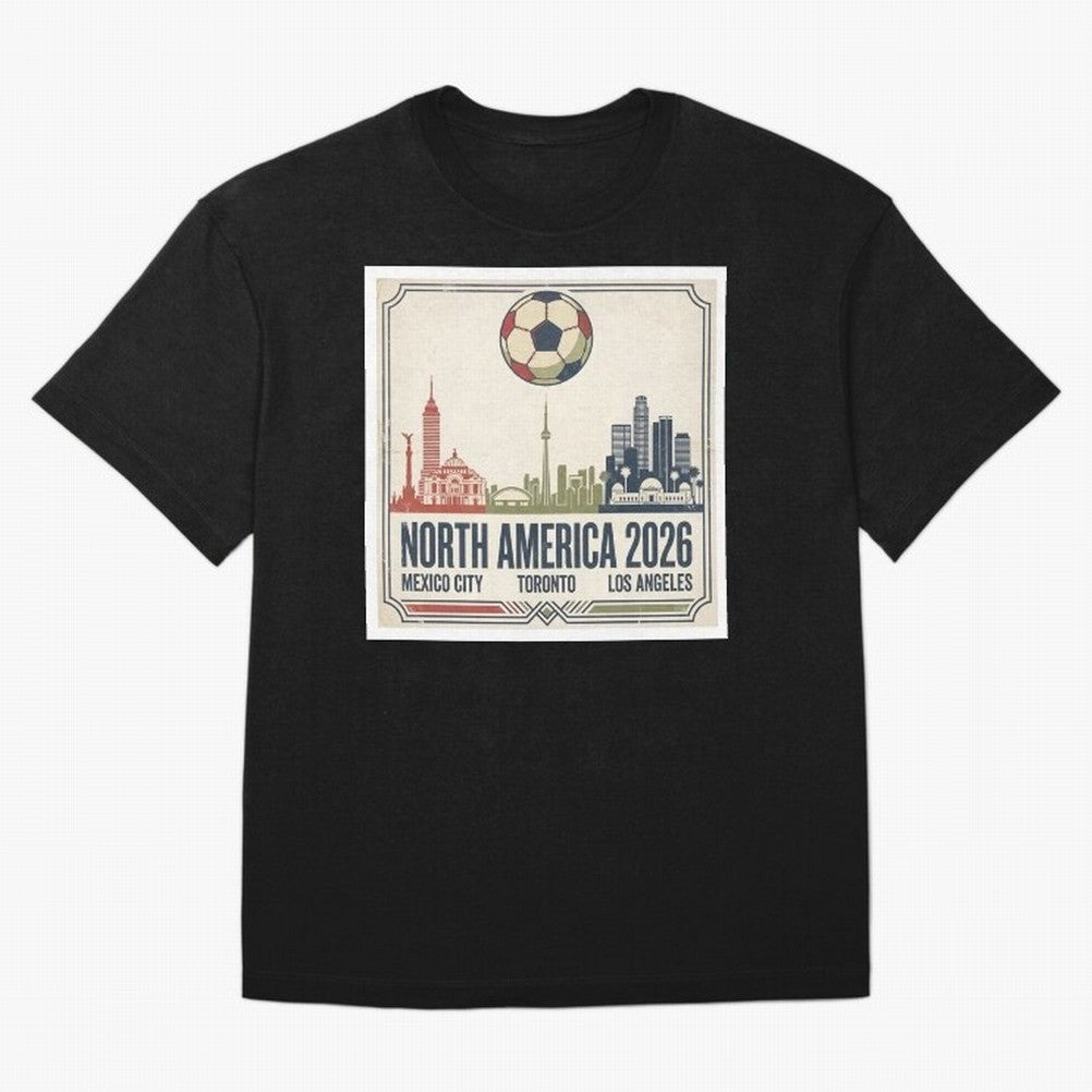 Retro North America 2026 Soccer Vintage Graphic Oversized T-Shirt Back the Journey through FIFA World Cup 2026 USA Canada Mexico Spirit, Built around Spain, Cristiano Ronaldo, Haaland and CR7, Football History, Final Match Energy, Crowd Noise and