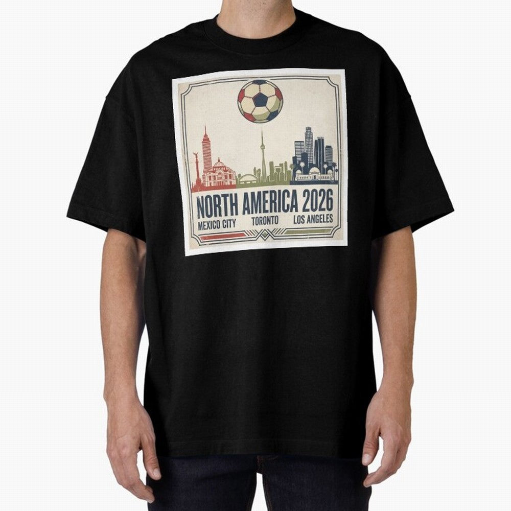 Retro North America 2026 Soccer Vintage Graphic Oversized T-Shirt Back the Journey through FIFA World Cup 2026 USA Canada Mexico Spirit, Built around Spain, Cristiano Ronaldo, Haaland and CR7, Football History, Final Match Energy, Crowd Noise and