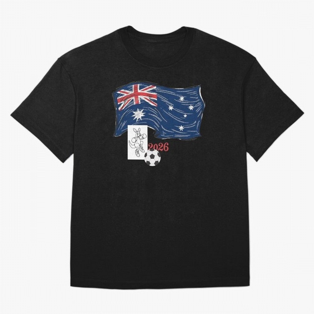 Australia 2026 Soccer Pride - Boxing Kangaroo & Dynamic Waving Flag. Oversized T-Shirt Show Fan Pride Across Match Day Hype around FIFA World Cup 2026 Group Stage, Neymar, Spain, Fan Favorite Moments, National Team Passion, Big Match Drama and