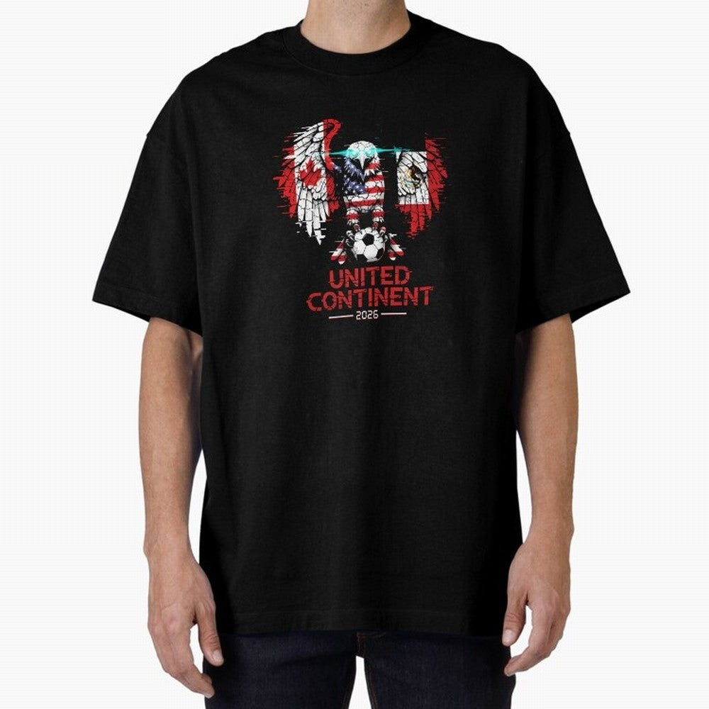 Glitched North America Eagle World Cup Soccer 2026 T-Shirt_83958408 Oversized T-Shirt Support FIFA World Cup 2026 for Fans of Haaland and Mbappe and Netherlands, Bringing Game Day Rituals, Football Legends, Country Pride and the Road to the Final;