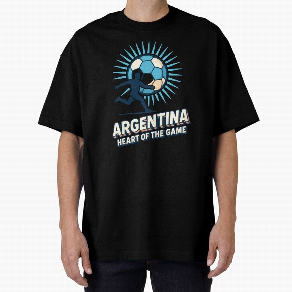 Argentina Heart of the Game ¨C Retro Soccer Fan Design Oversized T-Shirt Celebrate Classic Football Spirit in Match Day Hype around FIFA World Cup 2026, Cristiano Ronaldo, Haaland and CR7, Argentina and Brazil, Global Supporter Spirit, Legendary