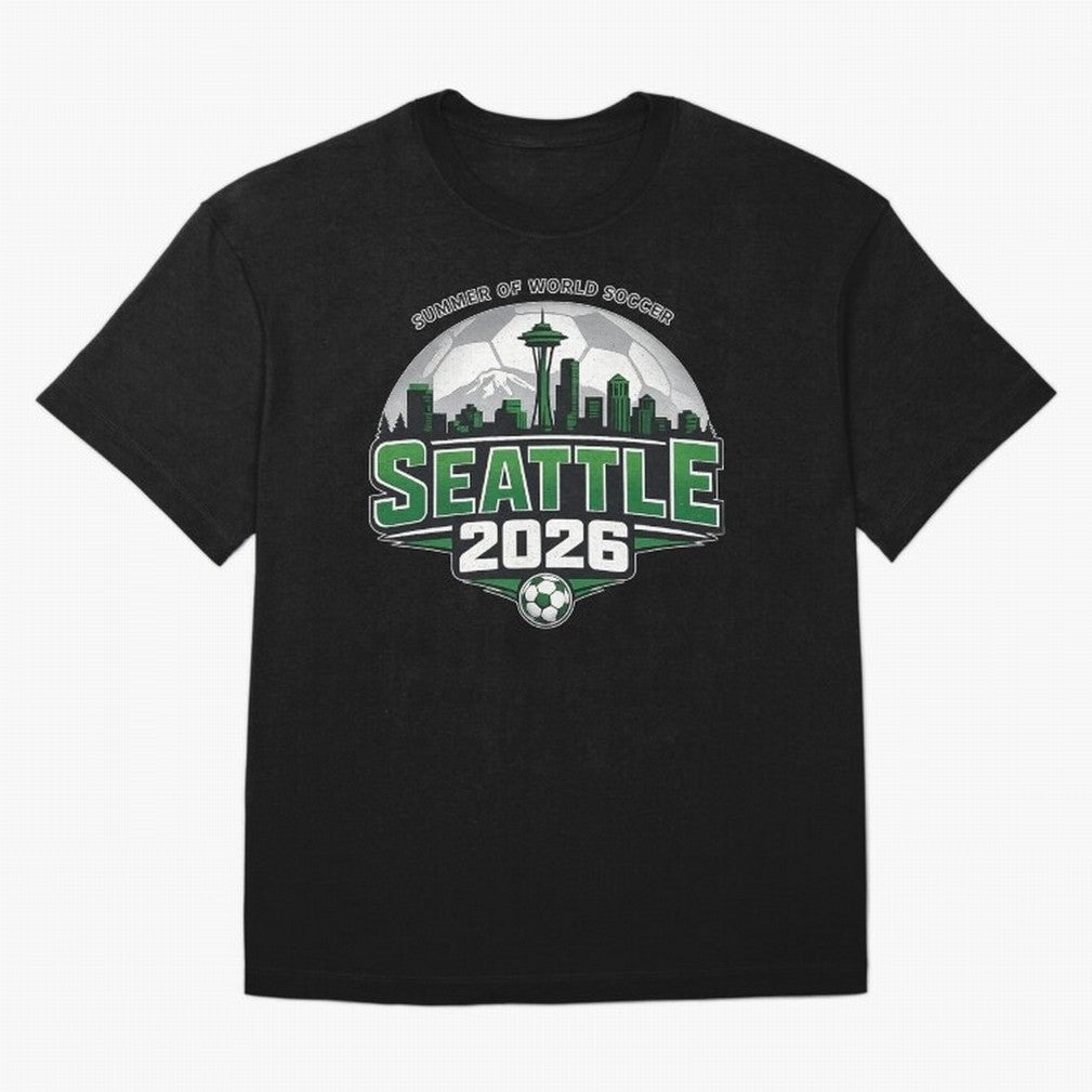 World Soccer Tournament Cup 2026 Seattle Oversized T-Shirt Represent the Passion of FIFA World Cup 2026 Group Stage with Messi, Neymar and Mbappe, Spain Energy, Match Day Excitement, Supporter Culture, Golden Goals and Global Football Passion;