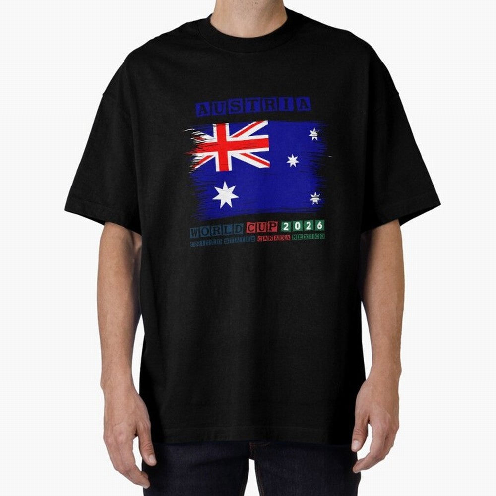AUSTRIA WORLD CUP 2026 Oversized T-Shirt Share the Excitement of FIFA World Cup 2026 Group Stage for Fans of Mbappe and Neymar and Spain and Netherlands, Bringing Fan Favorite Moments, National Team Passion, Big Match Drama and Soccer History;
