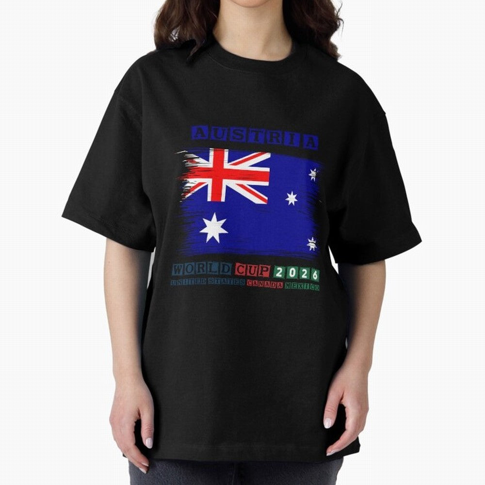 AUSTRIA WORLD CUP 2026 Oversized T-Shirt Share the Excitement of FIFA World Cup 2026 Group Stage for Fans of Mbappe and Neymar and Spain and Netherlands, Bringing Fan Favorite Moments, National Team Passion, Big Match Drama and Soccer History;