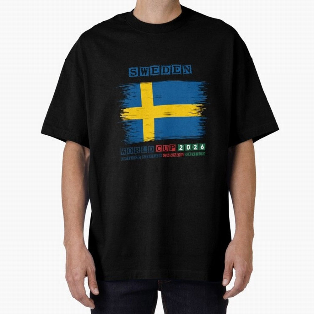 SWEDEN WORLD CUP 2026 Oversized T-Shirt Make Your Look Match the FIFA World Cup 2026 USA Canada Mexico Journey through Messi and Cristiano Ronaldo Highlights, England and Germany Pride, Championship Spirit, Famous Goals, Roaring Crowds and