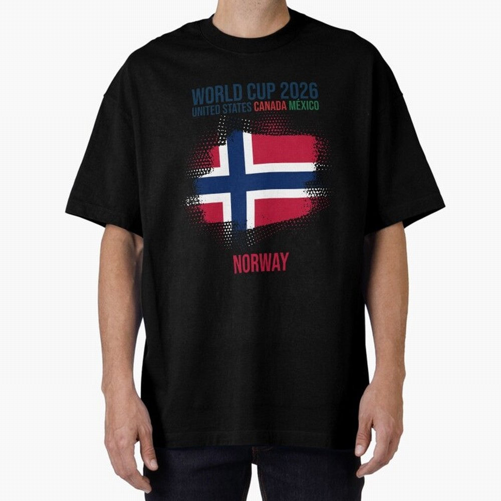 NORWAY WORLD CUP 2026 Oversized T-Shirt Stand Proud for FIFA World Cup 2026 Group Stage Driven by Mbappe and Neymar, Brazil, Portugal and Argentina Energy, Worldwide Fan Energy, Dramatic Goals, Stadium Lights and Championship Celebrations; Made for