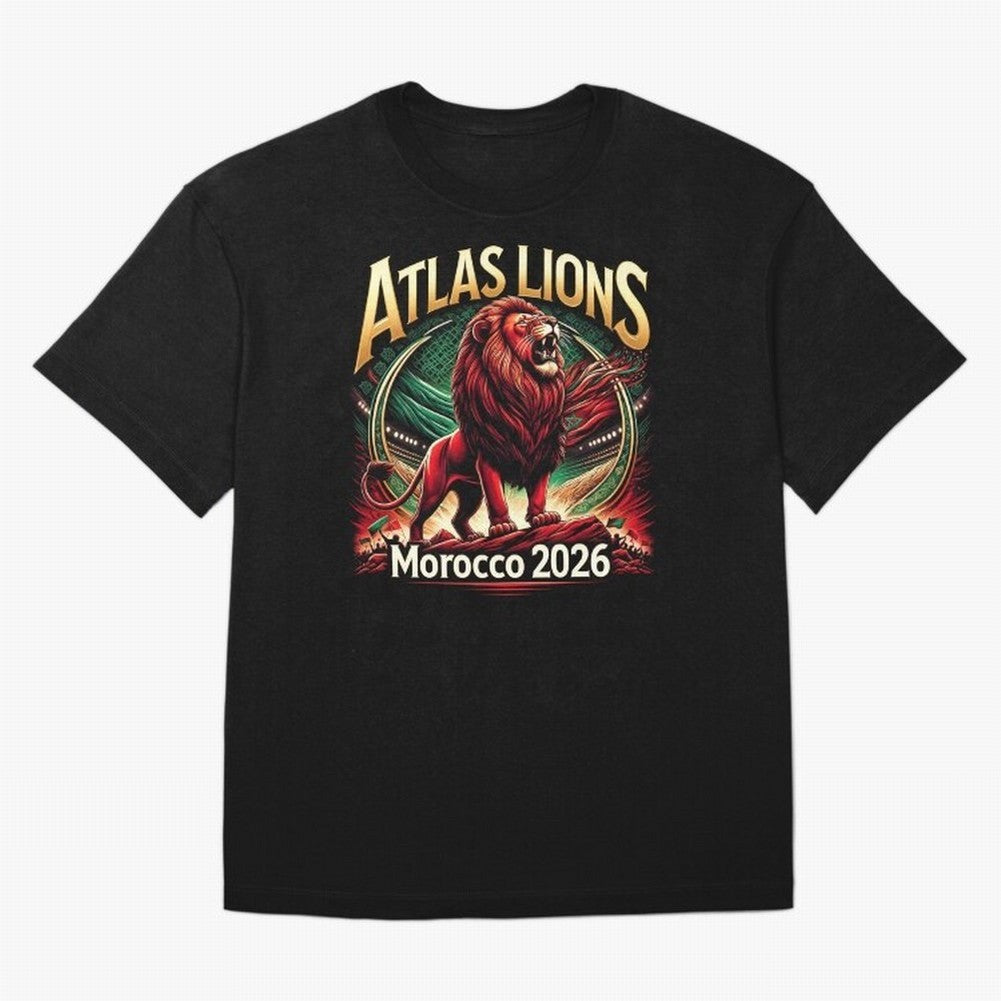 Morocco Football - World Cup 2026 Oversized T-Shirt Bring Global Football Passion for FIFA World Cup 2026 Group Stage, Capturing Messi and Cristiano Ronaldo, Portugal, Spain and Germany, Supporter Pride, Iconic Celebrations, Legendary Names and