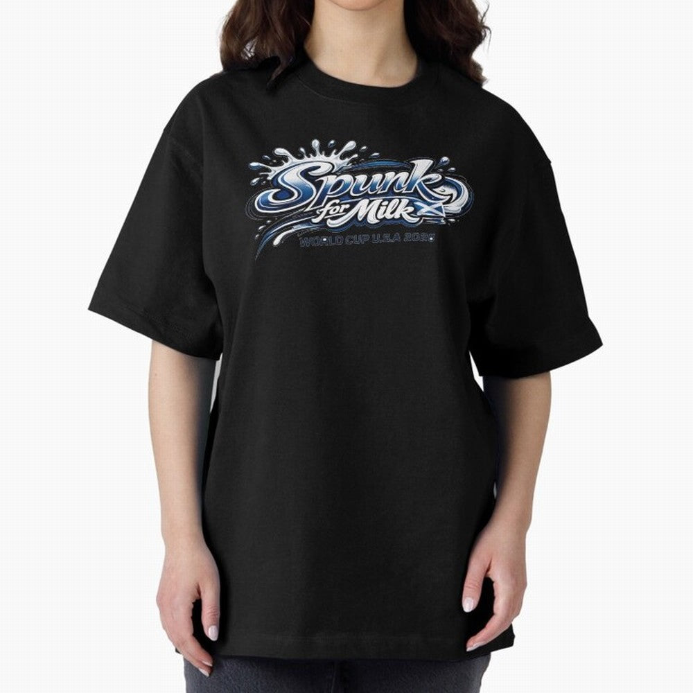 Spunk for Milk Oversized T-Shirt Follow Every Goal of Match Day Hype around FIFA World Cup 2026 USA Canada Mexico, Mbappe, Portugal, Worldwide Fan Energy, Dramatic Goals, Stadium Lights and Championship Celebrations; Perfect for Fans, Collectors,
