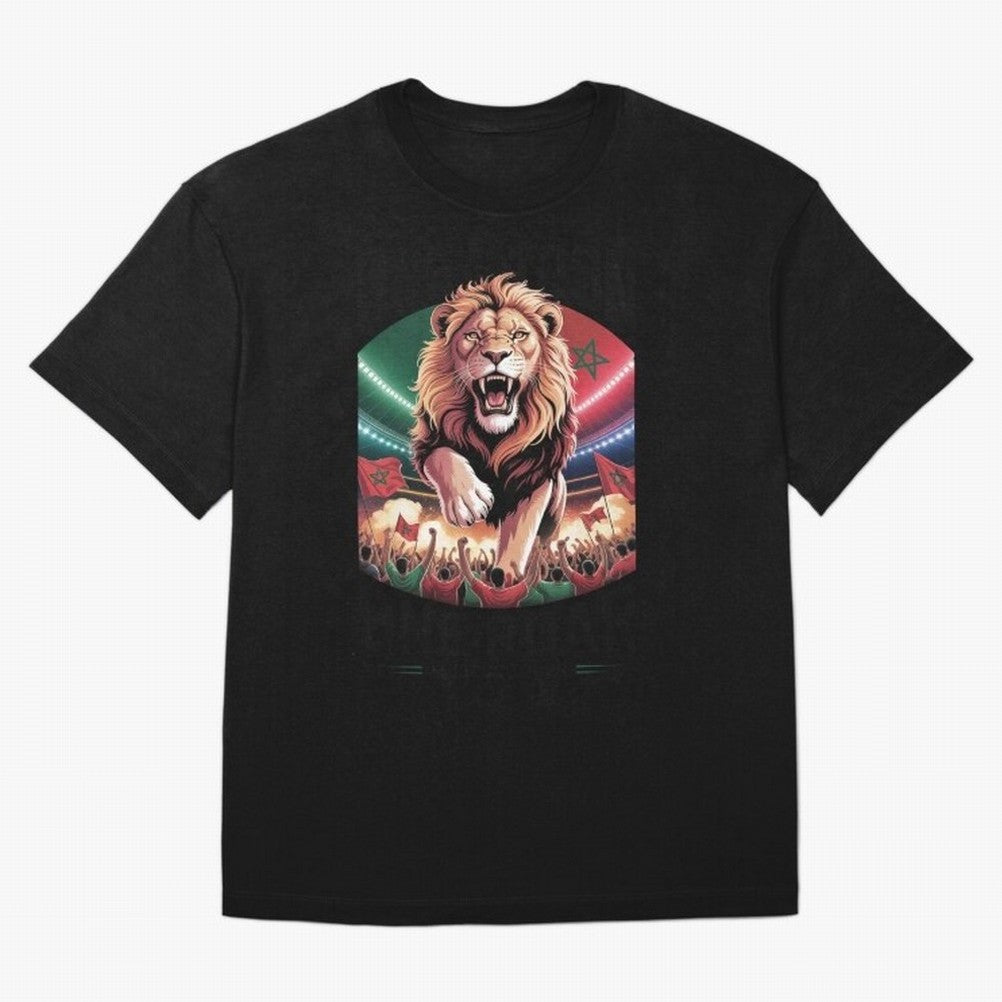 Morocco Football - One Nation, One Roar Oversized T-Shirt Feel the Roar of FIFA World Cup 2026 Group Stage for Fans of Neymar, Haaland and Cristiano Ronaldo and Argentina, France and Brazil, Bringing Match Day Excitement, Supporter Culture, Golden
