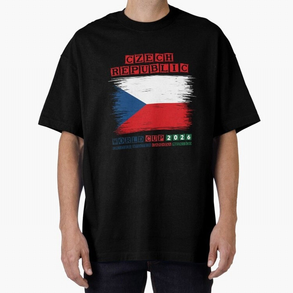 Czech Republic WORLD CUP 2026 Oversized T-Shirt Back Your Heroes with FIFA World Cup 2026 for Fans of Messi, CR7 and Mbappe and Portugal, Spain and Germany, Bringing Football Festival Excitement, Trophy Ambitions, Country Rivalries and Star Player