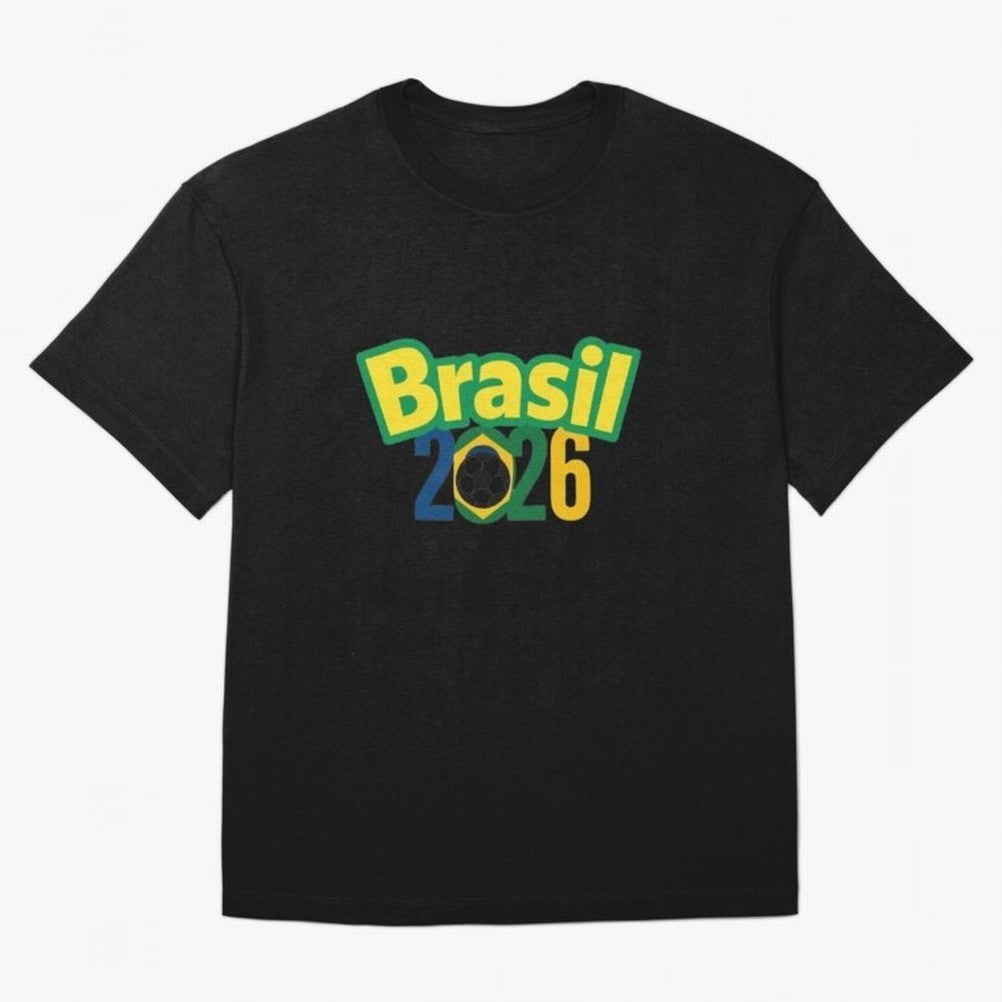 Brasil 2026 Football Mission - Road to Next World Cup T-Shirt Oversized T-Shirt Share the Excitement of FIFA World Cup 2026 for Fans of Messi, Neymar and Mbappe and Portugal, Bringing Goal Celebration Energy, Supporter Heritage, Football Icons and