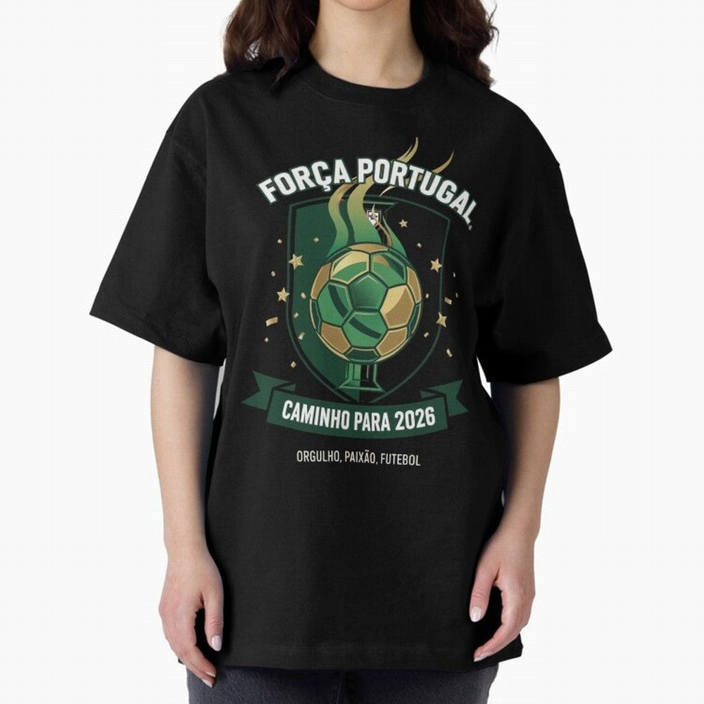 Portugal World Cup 2026 Fan Art Oversized T-Shirt Show Match Day Excitement for the FIFA World Cup 2026 USA Canada Mexico Journey through Neymar Highlights, Portugal Pride, Sports Nostalgia, International Competition, Famous Players and