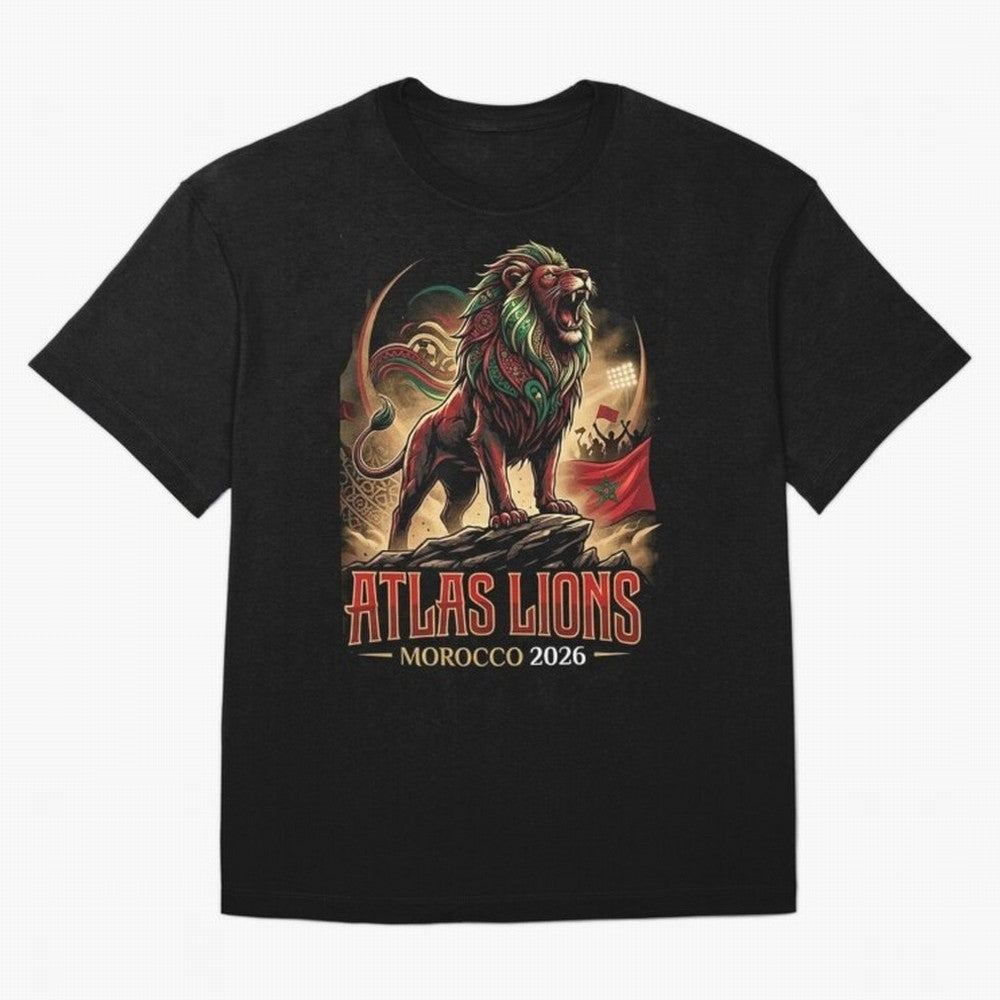 Morocco Team - World Cup 2026 Fan Oversized T-Shirt Relive the Noise and Pride of Global Football Passion for FIFA World Cup 2026, Driven by Mbappe and Neymar, Spain and Netherlands, Champion Mindset, Group Stage Buzz, Knockout Tension and
